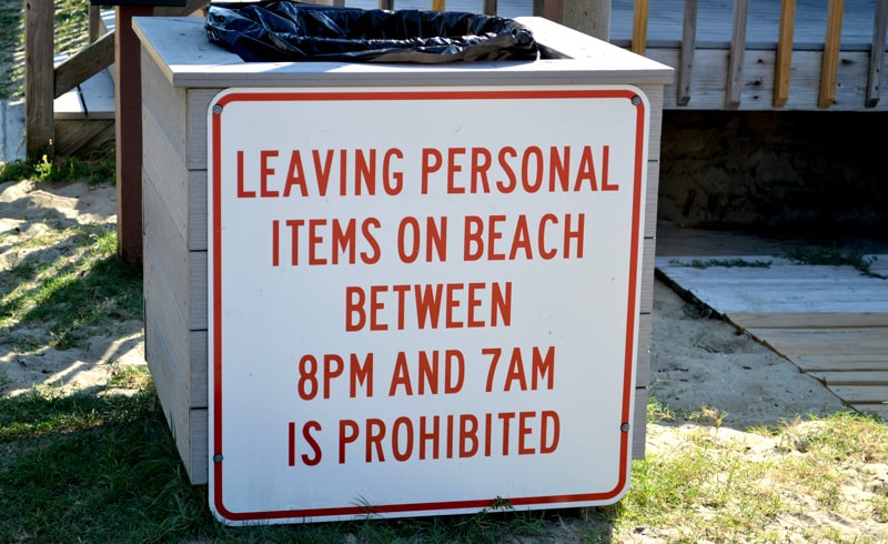 leaving items on beach